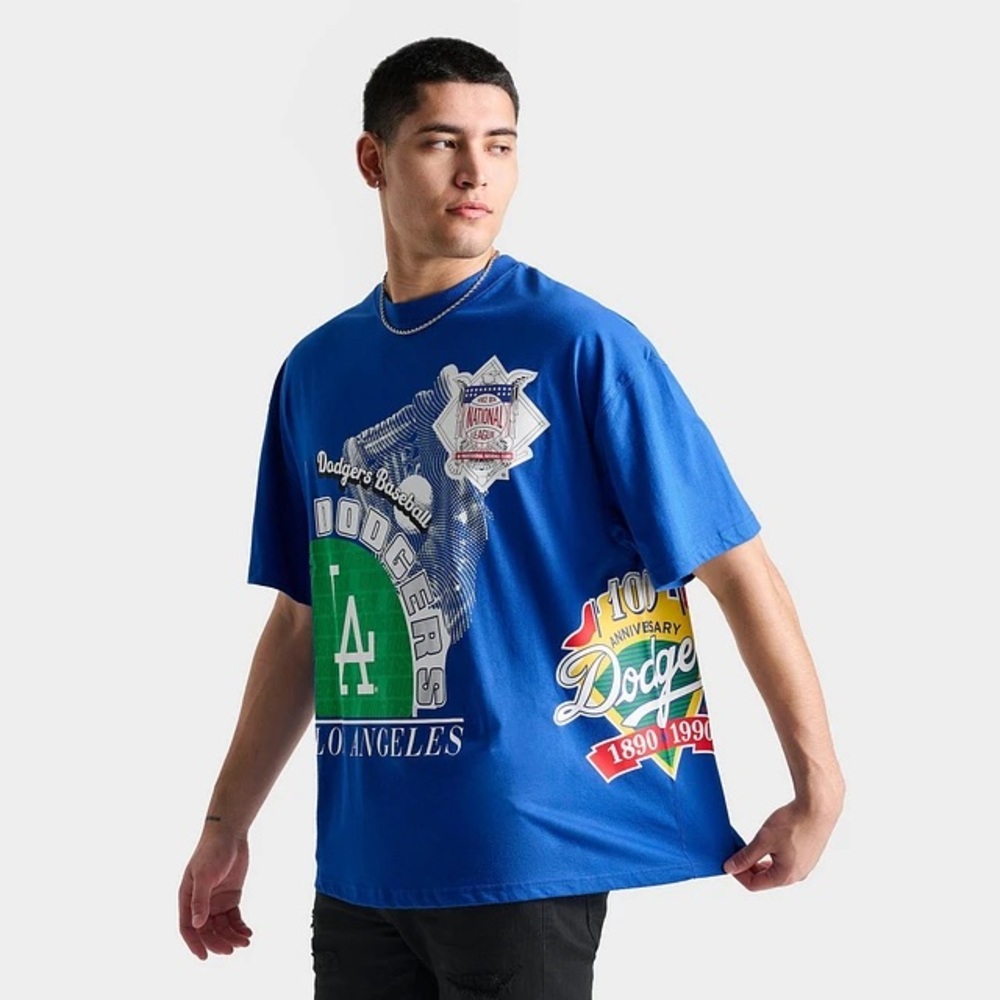 Mitchell & Ness Los Angeles‎ Dodgers MLB Logo Blast SS Tee Blue Mens Large NWT